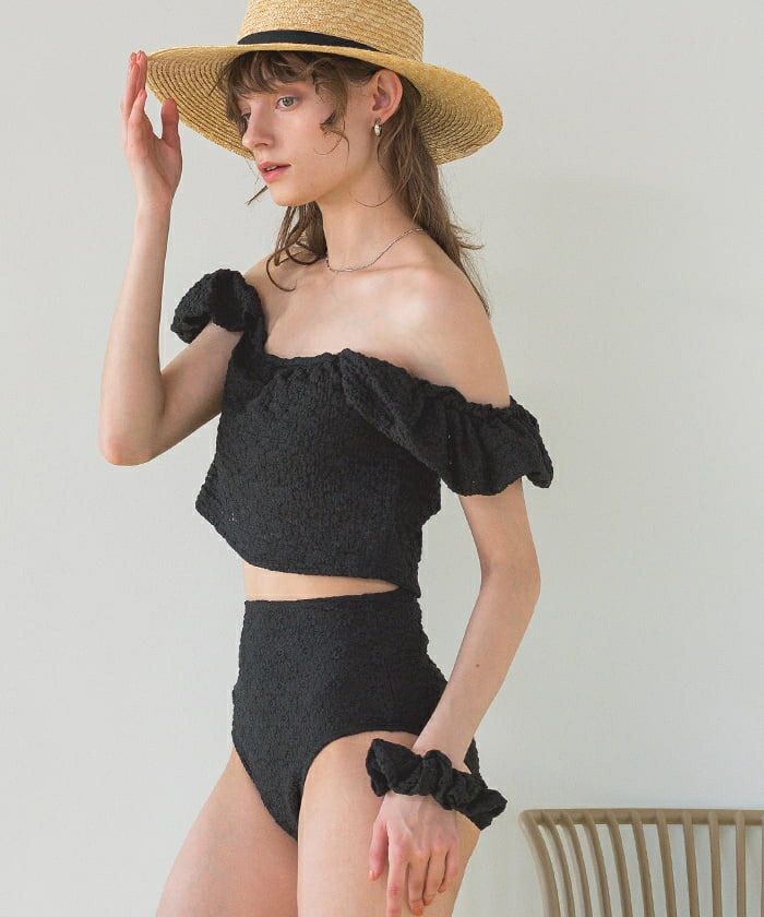 シュシュ付レースオフショルダービキニ/セット水着【SEADRESS