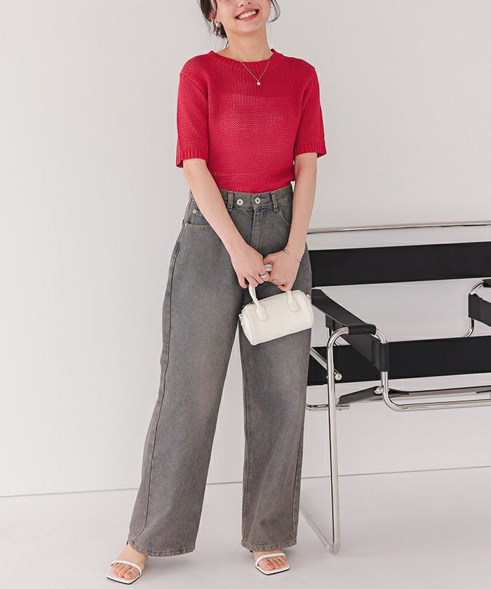 アーツアンドサイエンス カシミヤニット半袖ライトグレー アーツアンド