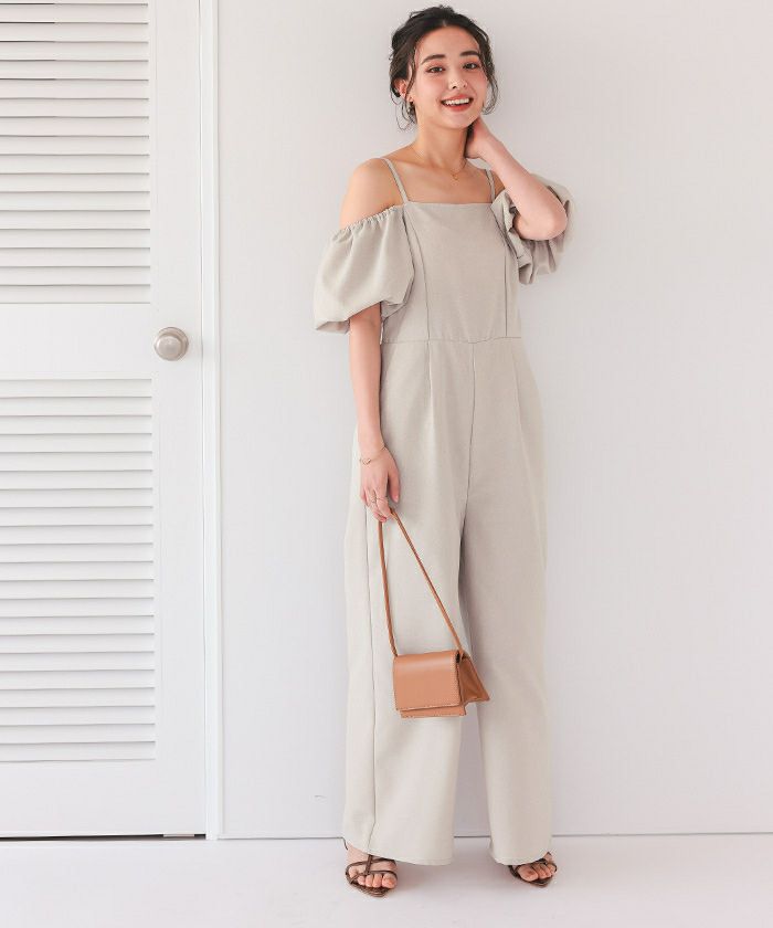 2wayオフショルパフスリーブオールインワン | titivate