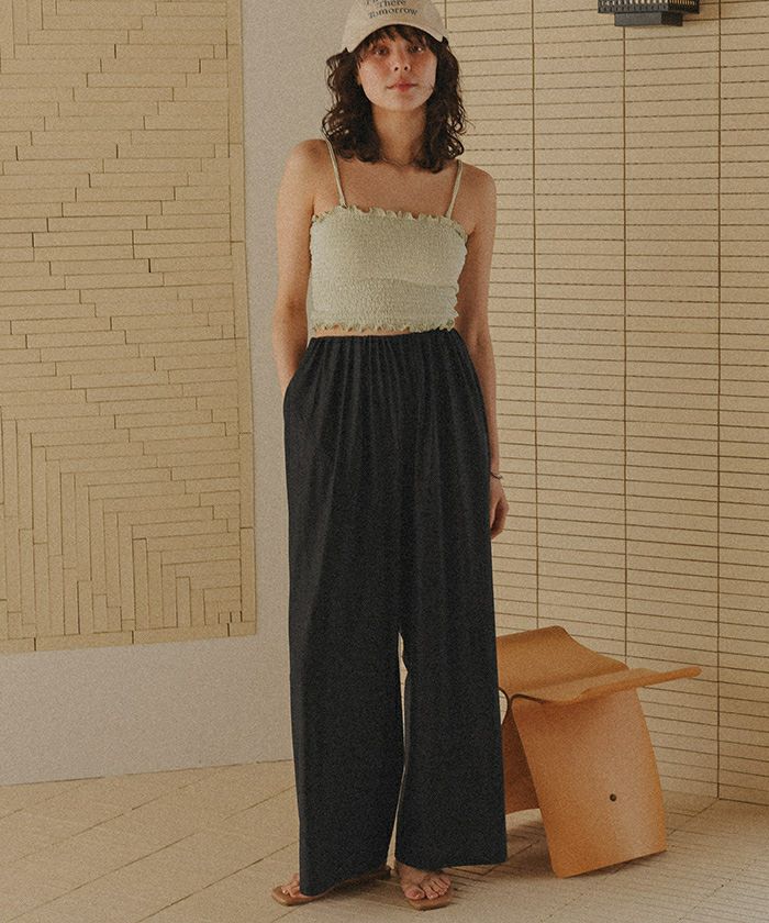 ギャザーデザインワイドパンツ/ラッシュガード | titivate