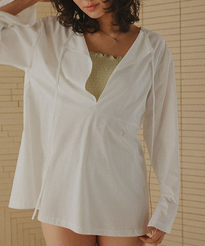 2WAYレースアップペプラムラッシュガード