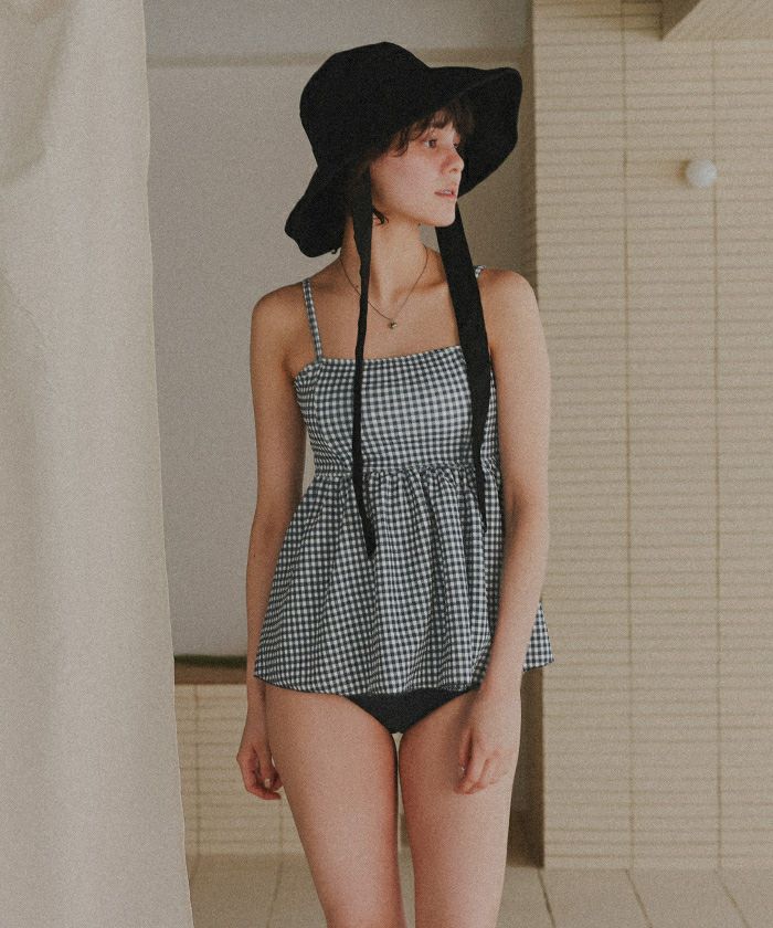 ペプラムギャザーデザインビスチェビキニ/水着【メール便可／100