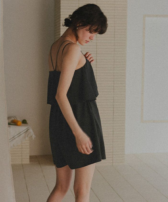 titivate オールインワン　ワンピース（パンツ）　ブルー　実物写真あり ショルダーレースオールインワン【miette ミエット】[品番