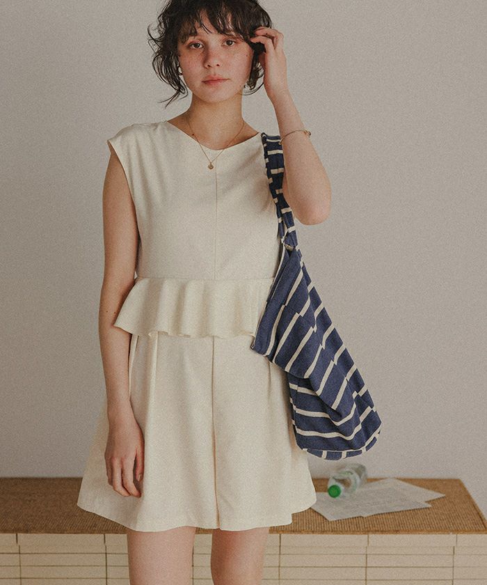 ペプラムフレアデザインオールインワン/ワンピース水着【メール便可