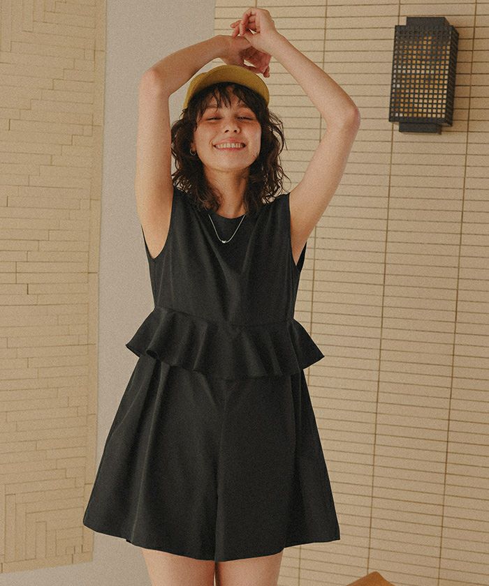 ペプラムフレアデザインオールインワン/ワンピース水着【メール便可