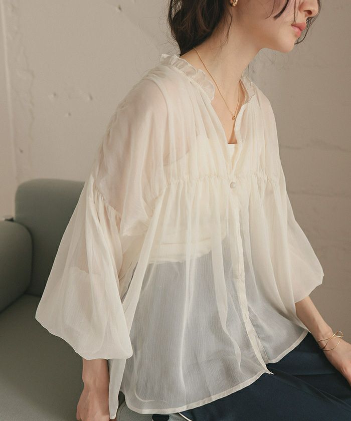 ギャザーデザインシアーブラウス【メール便可／100】 | titivate