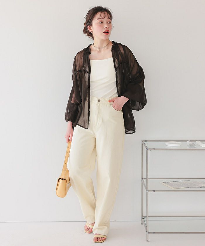 ギャザーデザインシアーブラウス【メール便可／100】 | titivate