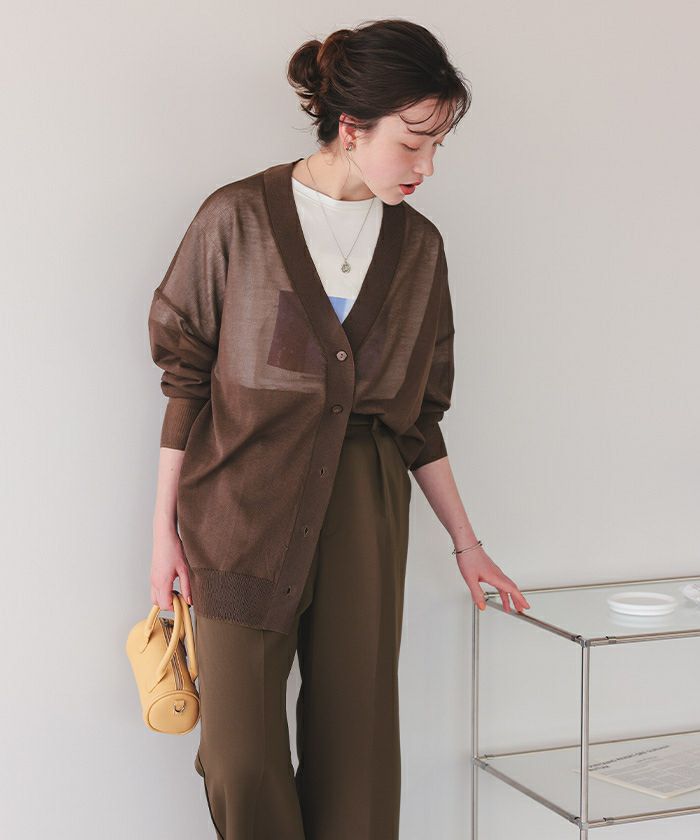 ゆったりシアーVネックニットカーディガン【メール便可／80】 | titivate