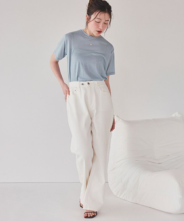 ハーフスリーブシアーカットソートップス【メール便可／50】 | titivate