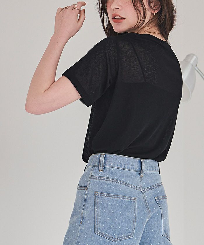 ハーフスリーブシアーカットソートップス【メール便可／50】 | titivate