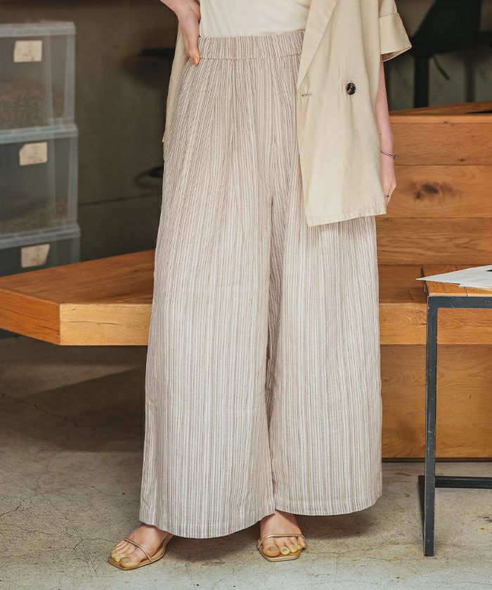 HeR IN ストライプパンツ ピンストライプタックワイドパンツ[商品：PN24AW-024] - PUNYUS