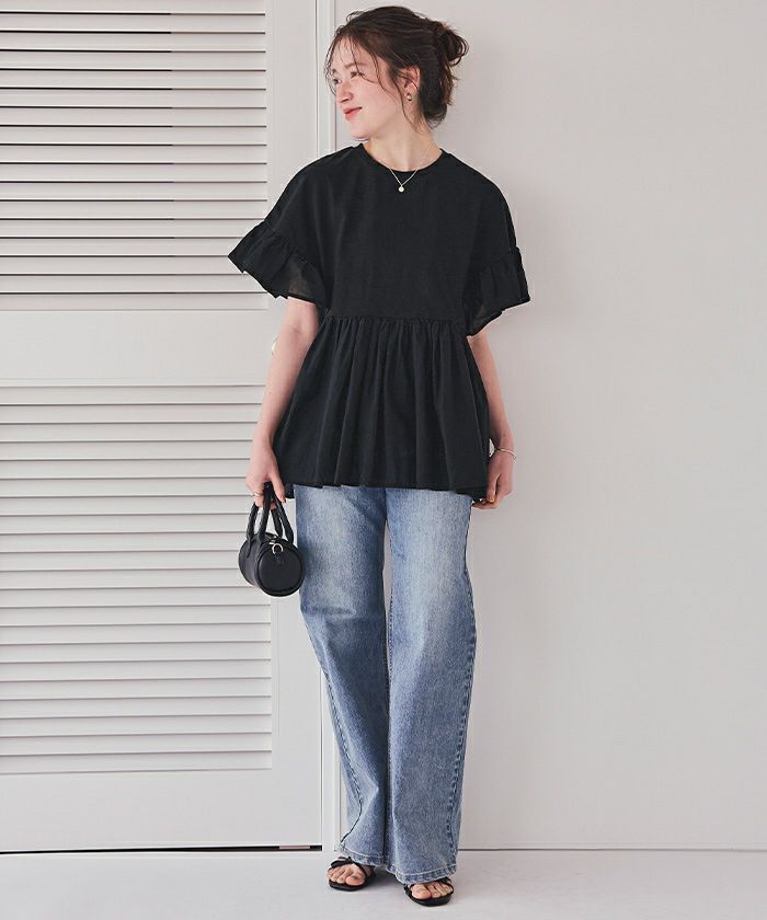 美品　liten　ペプラムデザイントップス つけ襟付きペプラムデザイントップス | titivate