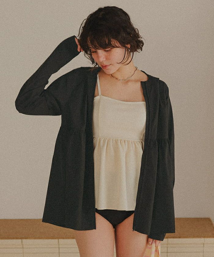 ヘムラインギャザーデザインパーカー/ラッシュガード | titivate