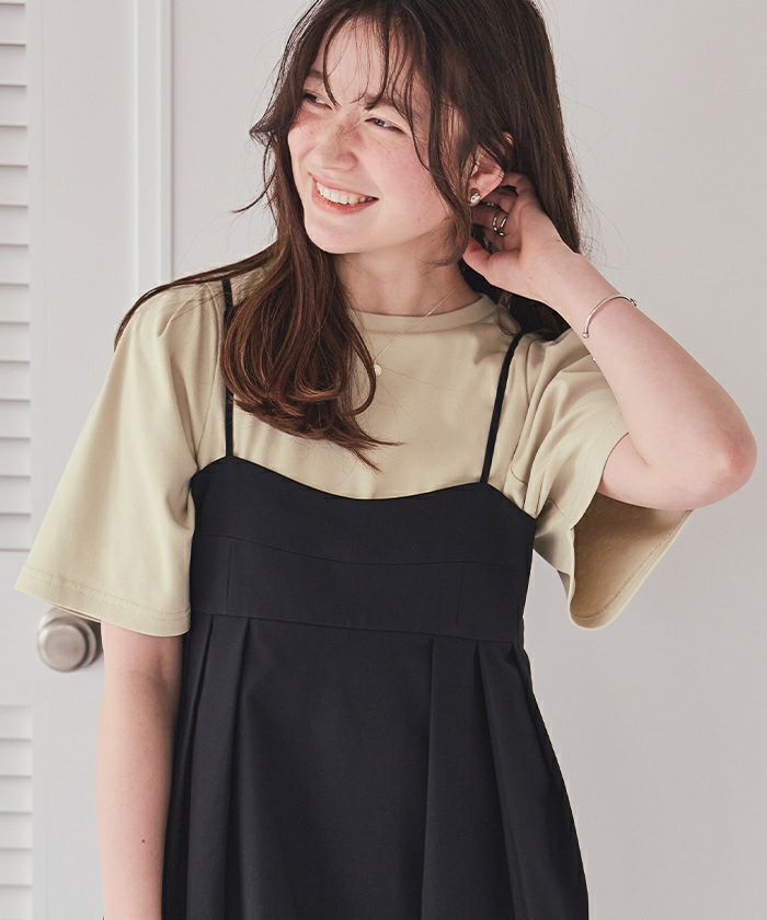 クルーネックタックスリーブトップス【メール便可／100】 | titivate