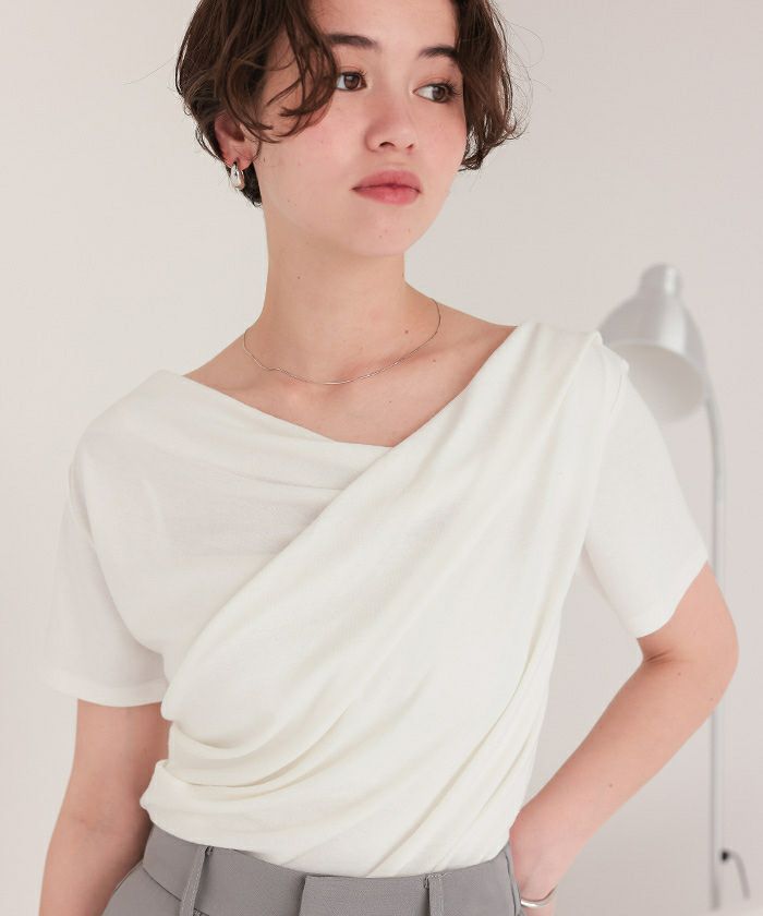 オフショルダーハーフスリーブTシャツ【メール便可／90】 | titivate