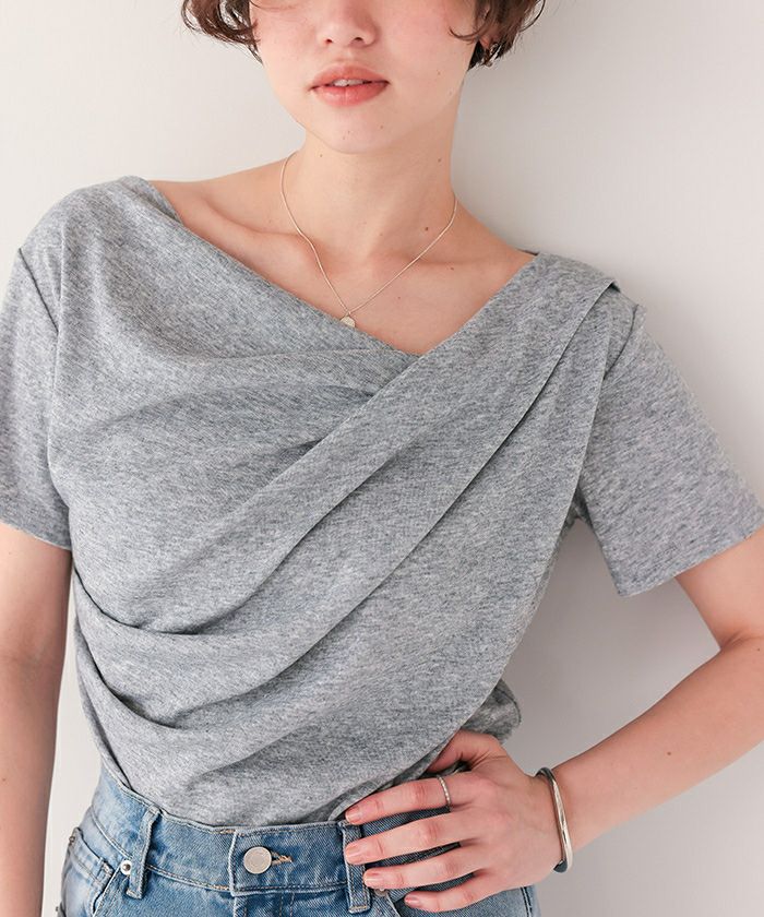 オフショルダーハーフスリーブTシャツ【メール便可／90】 | titivate