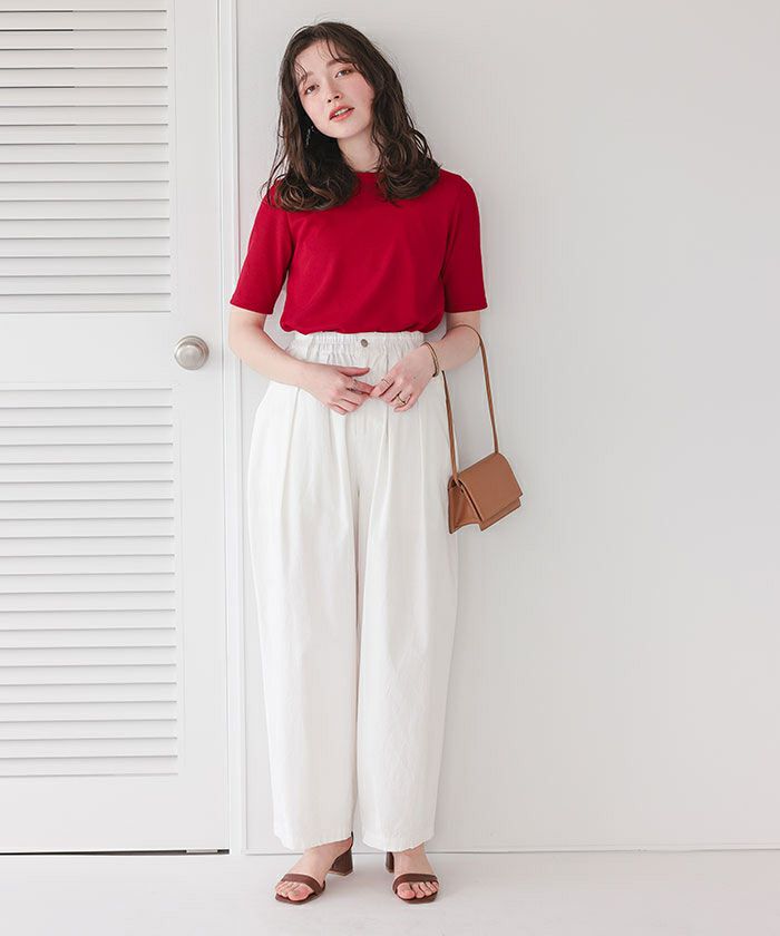 ハートカット刺繍前後2wayハーフスリーブTシャツ【メール便可