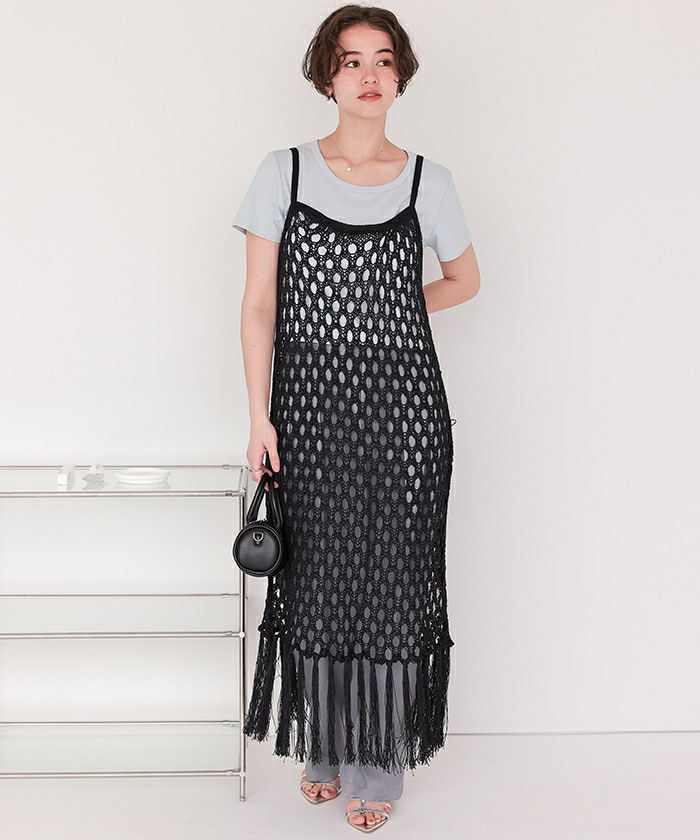 peachMame リブ編みワンピース MM22PS-KN737 mame kurogouchi(マメクロゴウチ) Geometric Ribbed Knitted