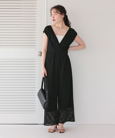 カシュクールレースオールインワン