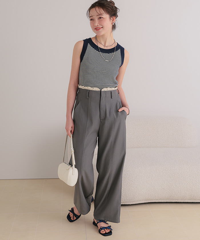 配色リブニットタンクトップ【メール便可／90】 | titivate