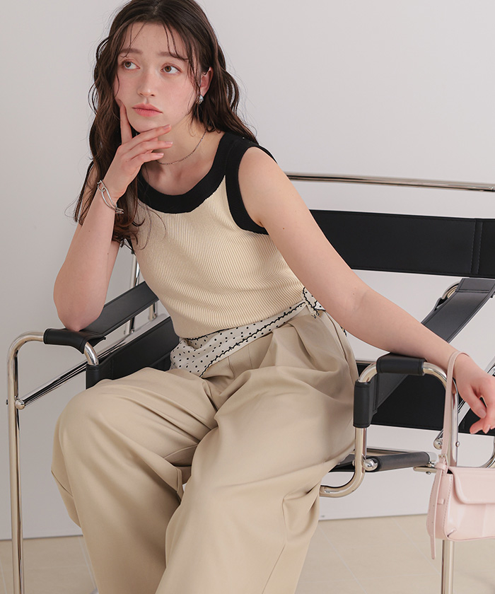 配色リブニットタンクトップ【メール便可／90】 | titivate