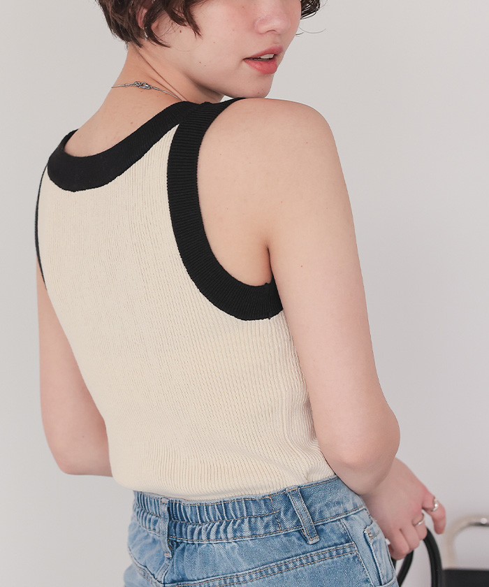 配色リブニットタンクトップ【メール便可／90】 | titivate