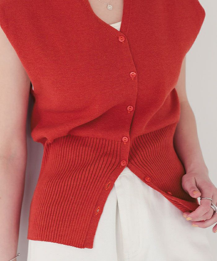 ノースリーブVネックリブニットベスト | titivate