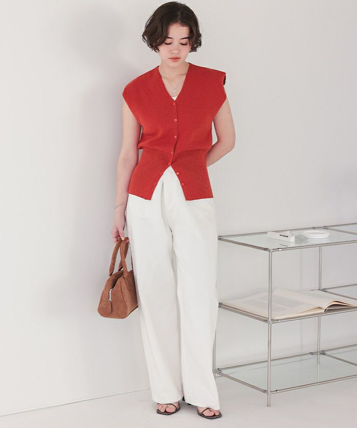 ノースリーブVネックリブニットベスト | titivate