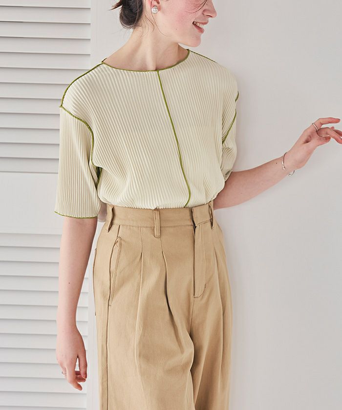 プリーツメロー配色トップス【メール便可／90】 | titivate