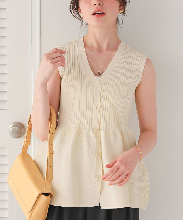 前後2wayノースリーブペプラムニットトップス | titivate