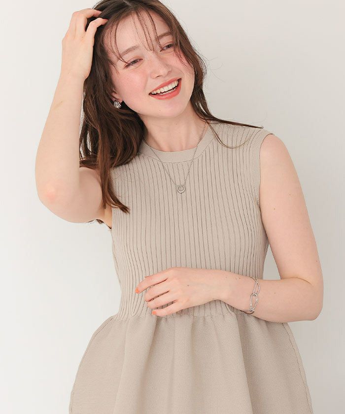 前後2wayノースリーブペプラムニットトップス | titivate