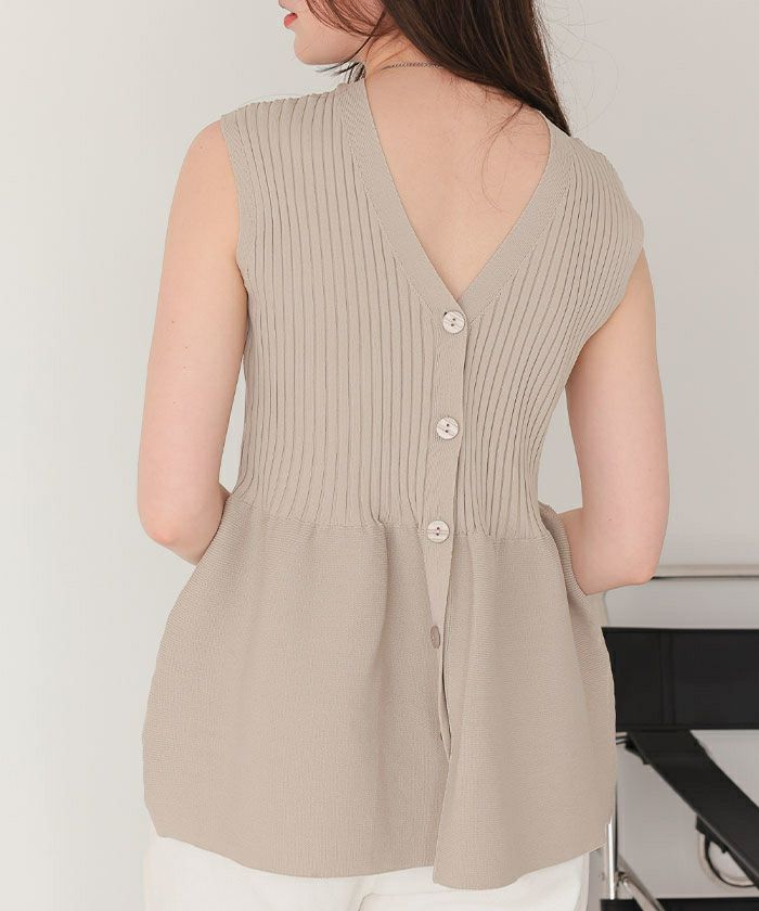 前後2wayノースリーブペプラムニットトップス | titivate