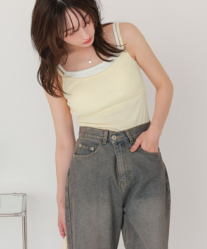 カップ付きレイヤード風キャミソール | titivate