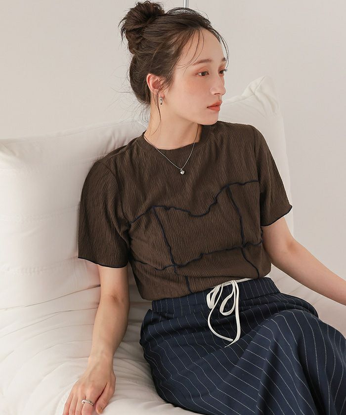 プリーツ配色ビスチェ風プルオーバー【メール便可／100】 | titivate