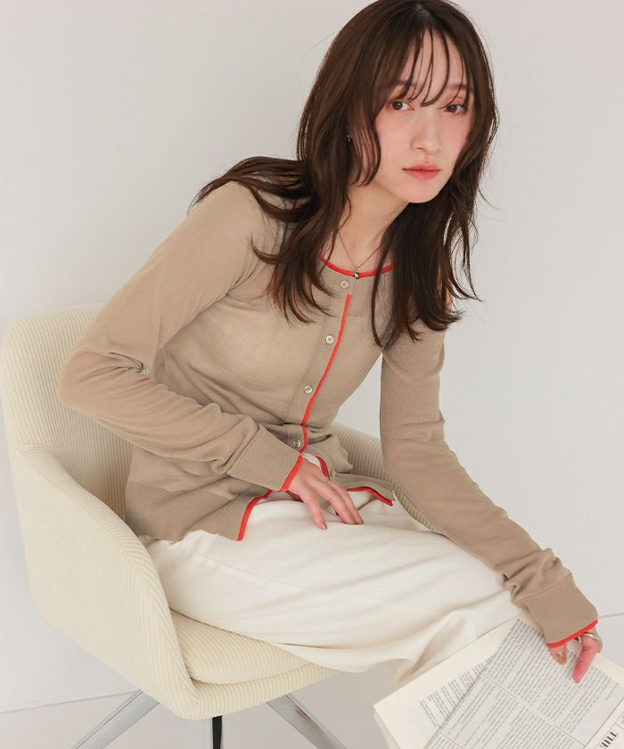 カーディガンベージュももてぃ様 FOX混ダブルフェイスニットカーディガン | PROPORTION BODY DRESSING