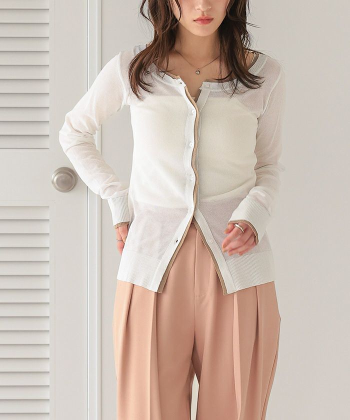 カーディガンベージュももてぃ様 FOX混ダブルフェイスニットカーディガン | PROPORTION BODY DRESSING