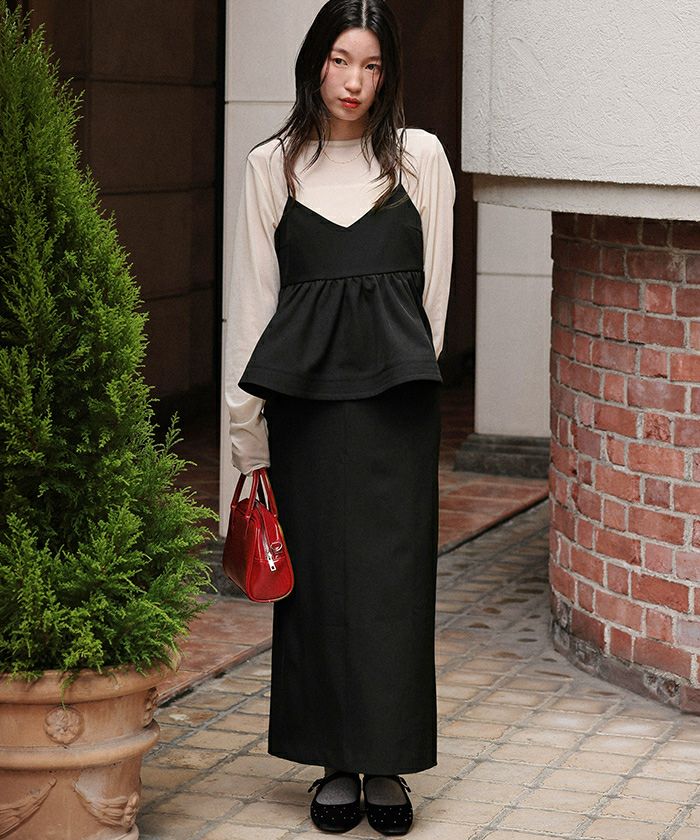 Vネックペプラムキャミソールトップス | titivate