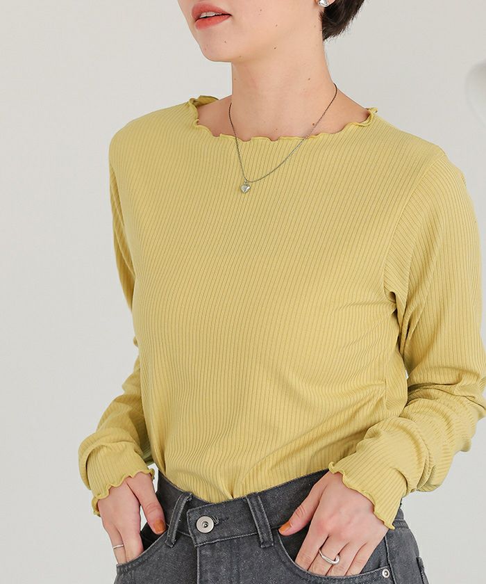 ★専用★ リブカットソーメローデザイントップス | titivate