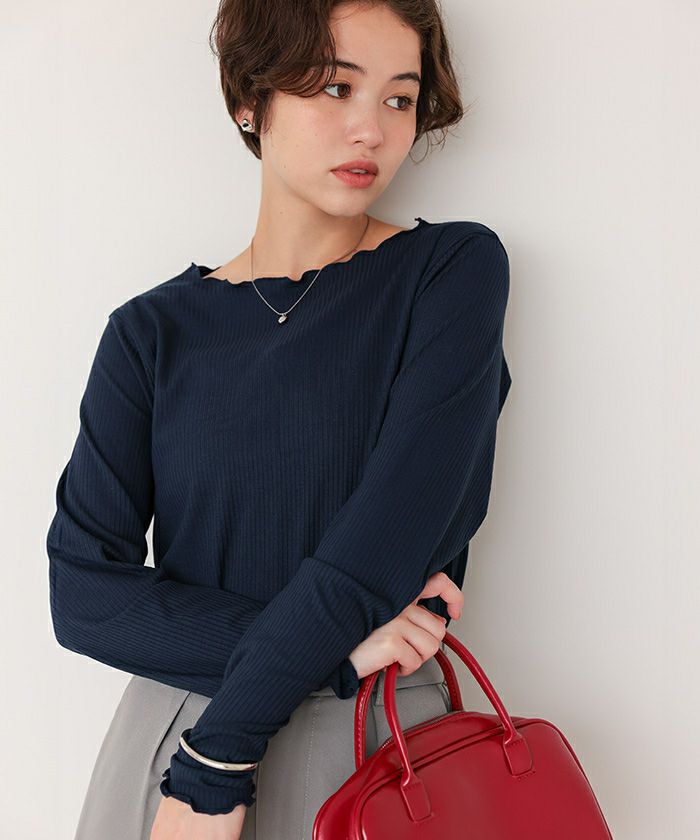 ★専用★ リブカットソーメローデザイントップス | titivate