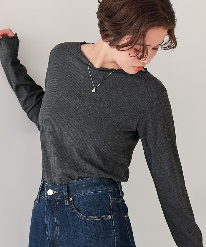 ★専用★ リブカットソーメローデザイントップス | titivate