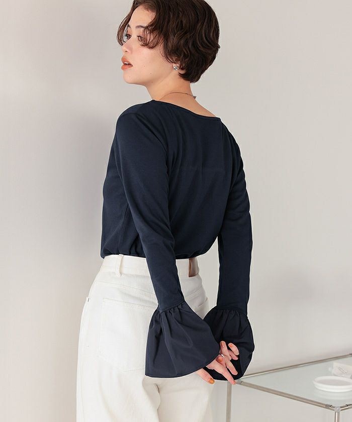 袖口フレアドッキングカットソー | titivate
