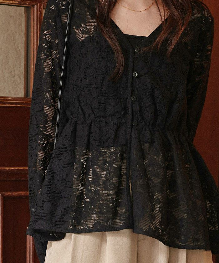 Vネックペプラムデザインレースブラウス | titivate