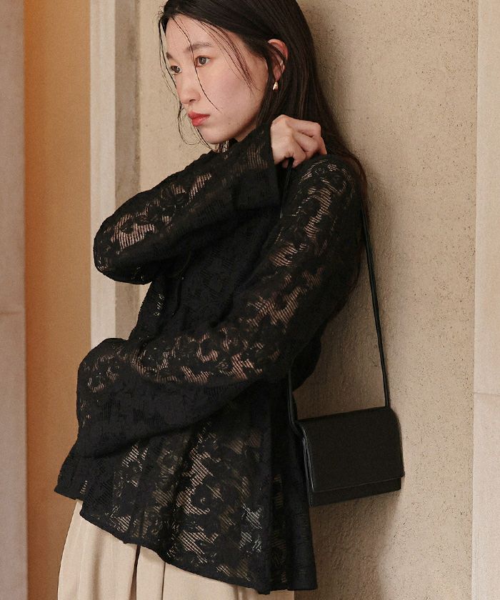 ぷらむ出品 Vネックペプラムデザインレースブラウス | titivate