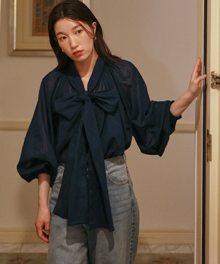 新品タグ付き✨️23AW アドーア クリアコットンブラウス