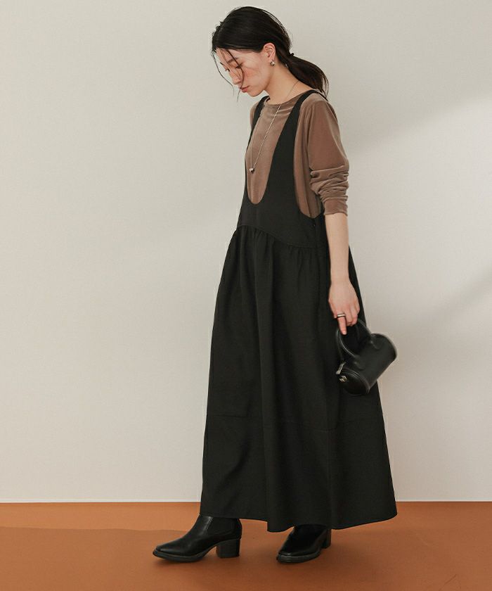 Uネックコクーンシルエットジャンパースカート | titivate