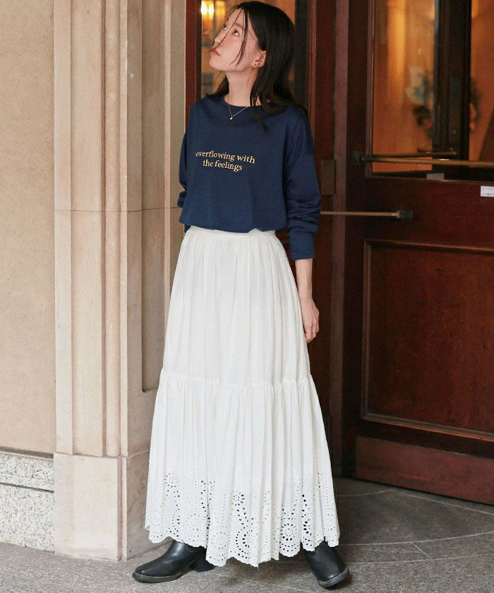 文字プリントシアーロングTシャツ | titivate