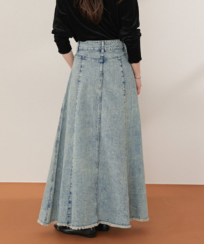 ハイウエストボリュームフレアデニムスカート | titivate