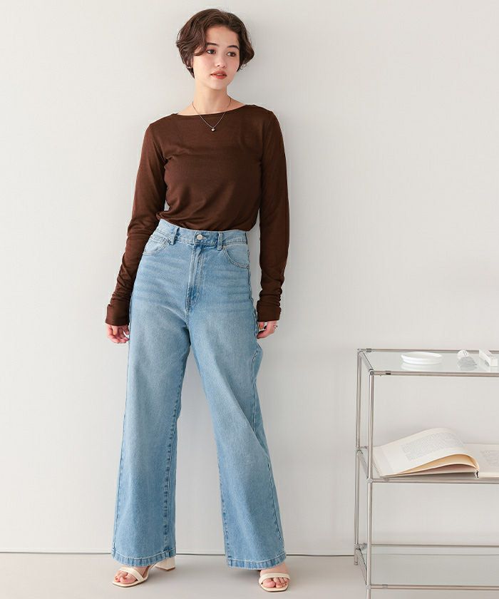 着心地抜群シアーボートネックトップス | titivate