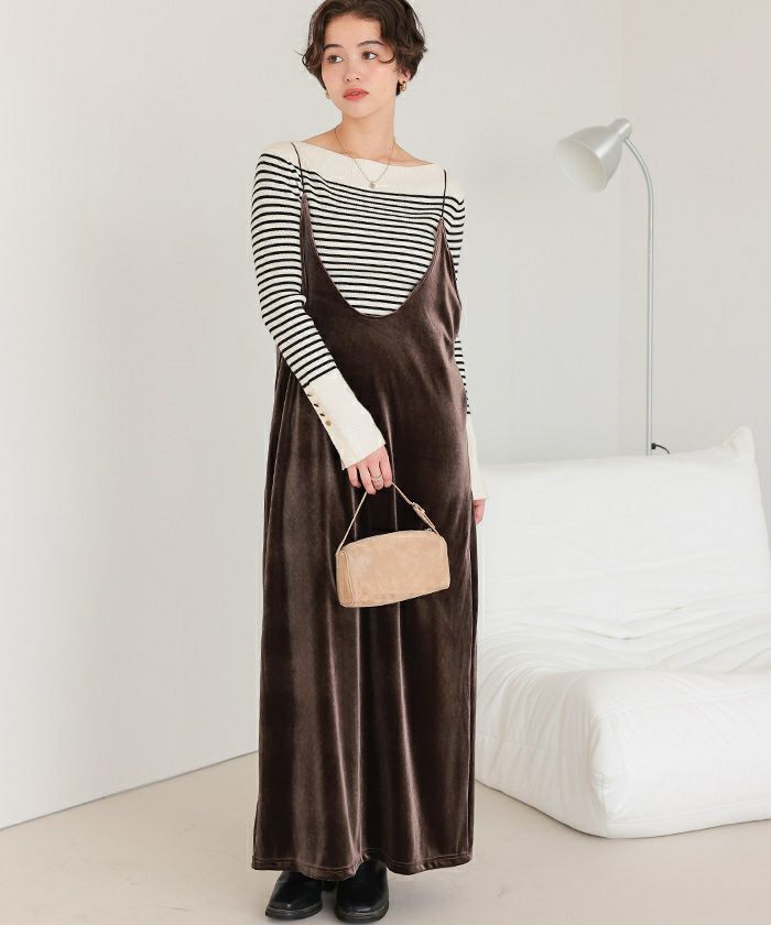 前後2wayベロアキャミソールワンピース | titivate