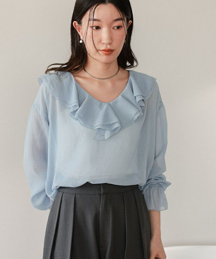 ラッフルフリルシアーブラウス | titivate